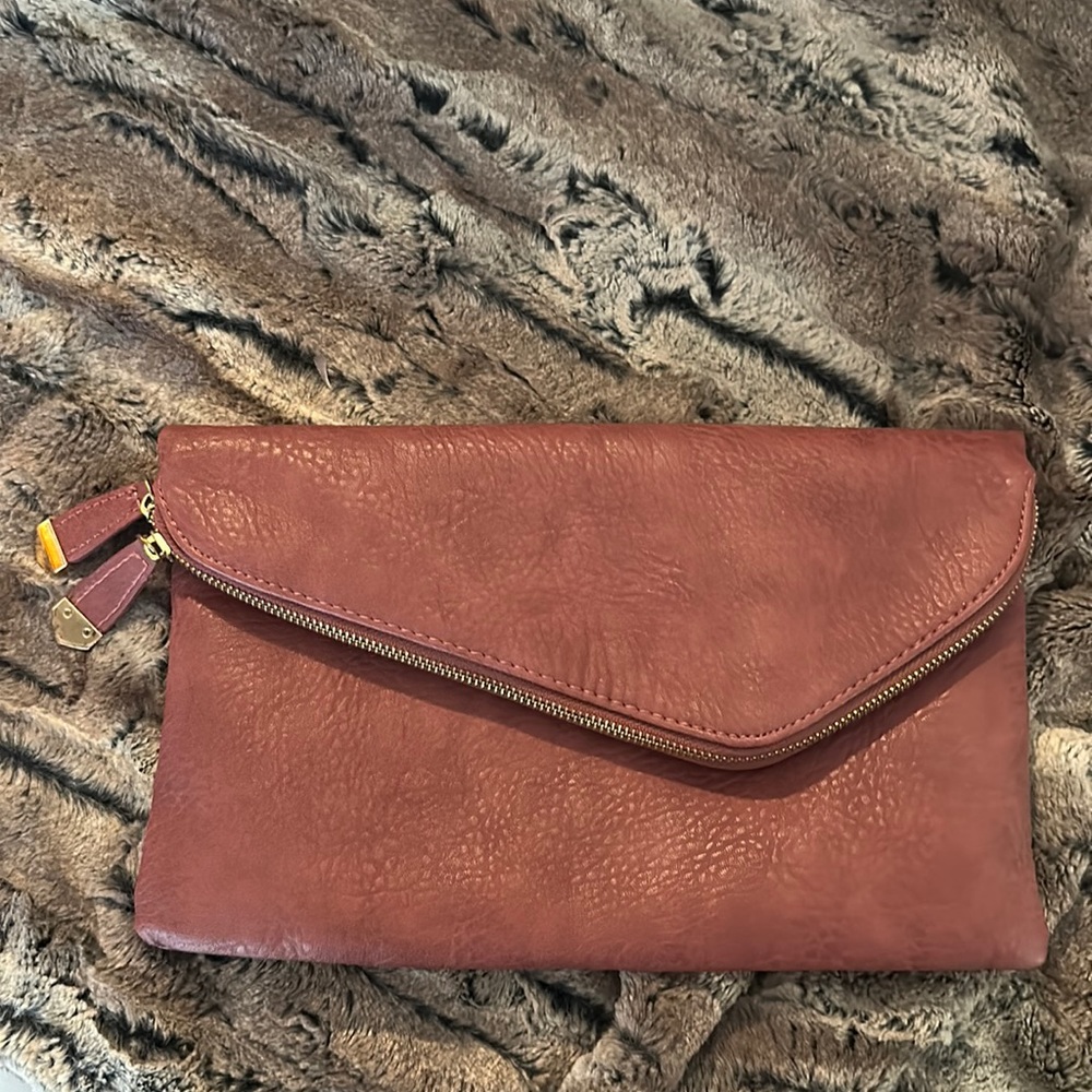 Urban Expressions Large Purple Faux Leather Clutch